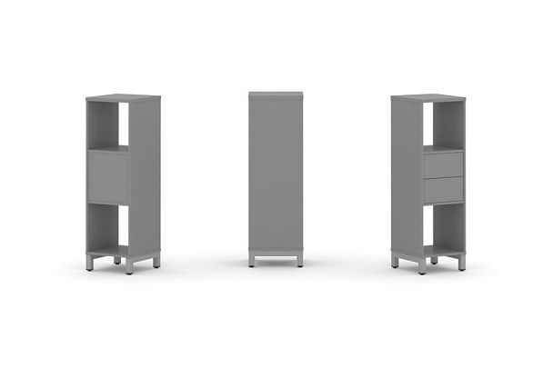 Стайл Проджект Набор стеллажа одностороннего, 3 яруса SN.NS-311 Серый Пепел/Металл Серый 387*400*124 - Вид 1