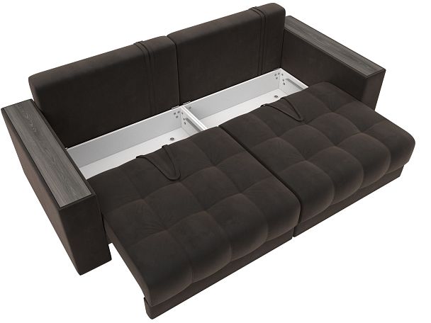 Диван прямой с декором Лига-049 НПБ Велюр коричневый - Вид 8