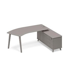 Стoл руководителя эргономичный (тип 5) на опорной тумбе правый Time metal ТМ М1 126 МП ВЛ ВЛ мокко премиум - Фото предпросмотра