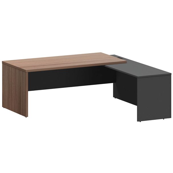 Стол руководителя правый KZP-20R Темный шимо/Графит 2000x2000x750 Кортез - Вид 1