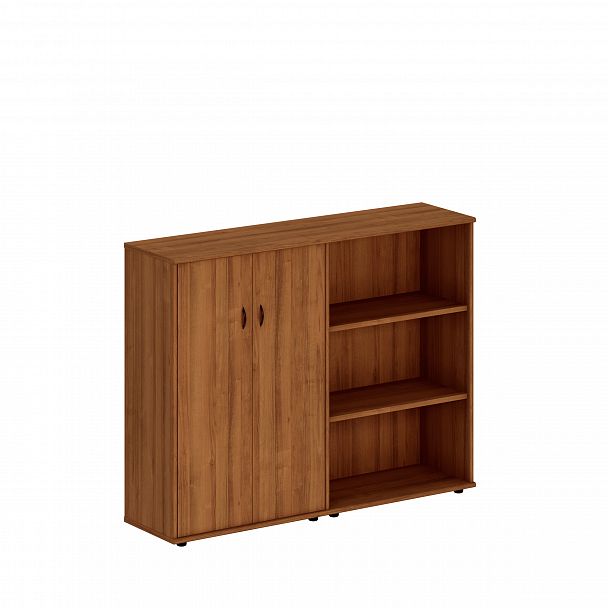 Шкаф комбинированный средний (закрытый + стеллаж) "Престиж" Исп.21 темный орех - Вид 1