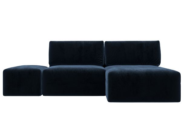 Диван угловой модульный с пуфом Лига-060 НПБ угол универсальный Велюр синий - Вид 1