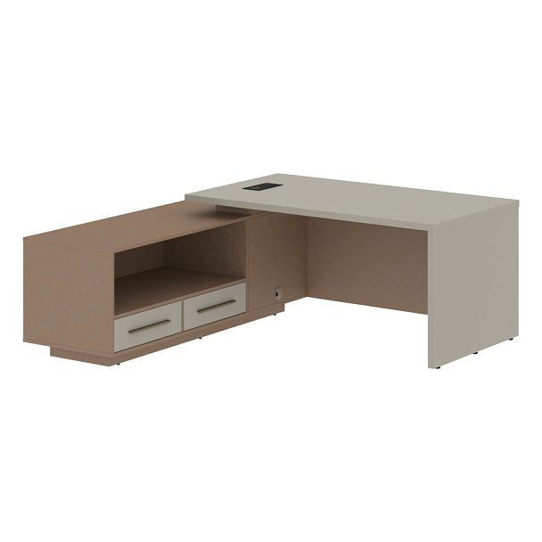 Стол руководителя с тумбой VCT 1919(L) Аметист/Бронза браш/Кобра 1900х1900х750 VELION - Вид 1