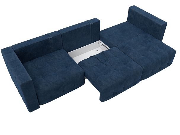 Диван прямой Лига-052 НПБ Лонг Велюр синий - Вид 8