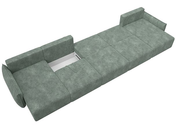 Диван п-образный Лига-051 НПБ МегаЛонг Велюр зеленый - Вид 9
