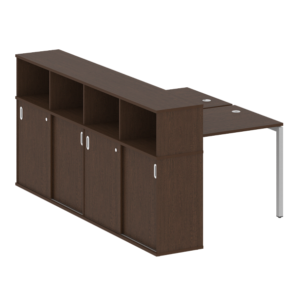 Metal System Quattro Р. ст. с шкафом-купе на П-образном м/к 40БП.РС-СШК-4.1 Т Венге/Серый металл 1410*2332*1098 - Вид 1