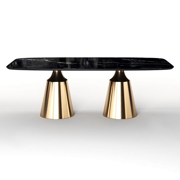 Стол овальный Lucas 230, керамика глянцевая, черная - Вид 1