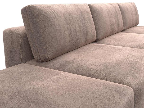 Диван угловой модульный с пуфом Лига-060 НПБ Лонг угол универсальный Велюр бежевый - Вид 4