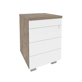 Onix Тумба мобильная (TIP-ON) O.TM-3 TIP Тиквуд темный/Белый бриллиант 432*460*633 - Фото предпросмотра