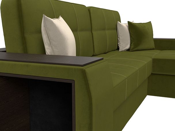 Угловой диван Брюссель правый (полностью микровельвет зеленый) - Вид 4