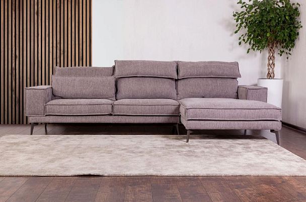 Диван ENZO с шезлонгом, рогожка, бежевый - Вид 4