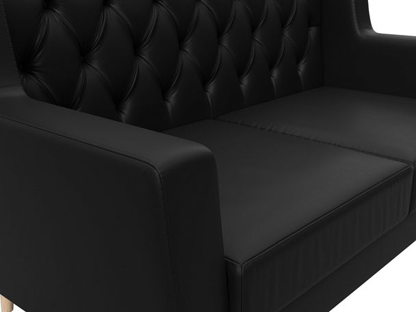 Прямой диван Брайтон 2 Люкс (полностью экокожа черная) - Вид 4