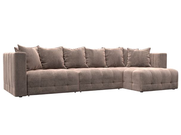 Диван угловой Лига-052 НПБ Лонг угол универсальный Велюр бежевый - Вид 1