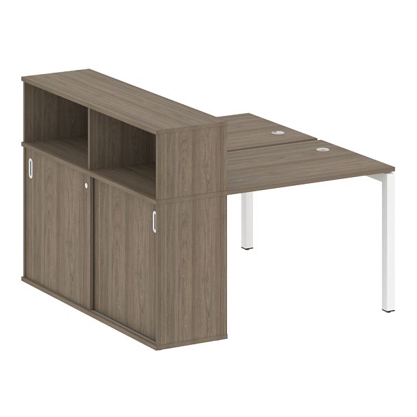 Metal System Quattro Р. ст. с шкафом-купе на П-образном м/к 50БП.РС-СШК-2.1 Т Вяз/Белый металл 1410*1475*1098 - Вид 1