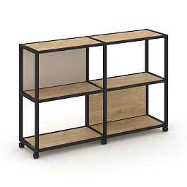 Shelf Mobile Стеллаж 3 уровня 2 секции VR.LT-STK-312.10 Тиквуд Светлый/Металл Черный/W-04 1970*400*1046 - Фото предпросмотра