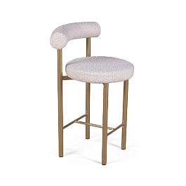 Стул полубарный Biggi, букле Turin ivory / опоры золото - Фото предпросмотра