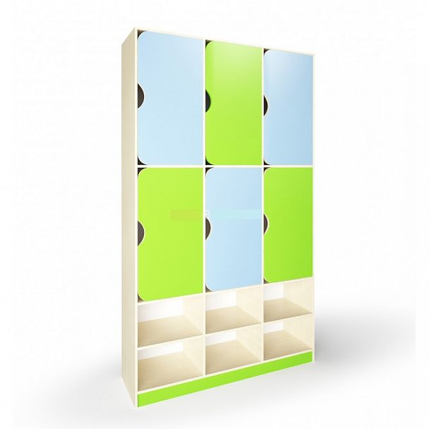 Шкаф детский двухъярусный 6-ти секционный с обувницей ШДД-003 - Вид 1