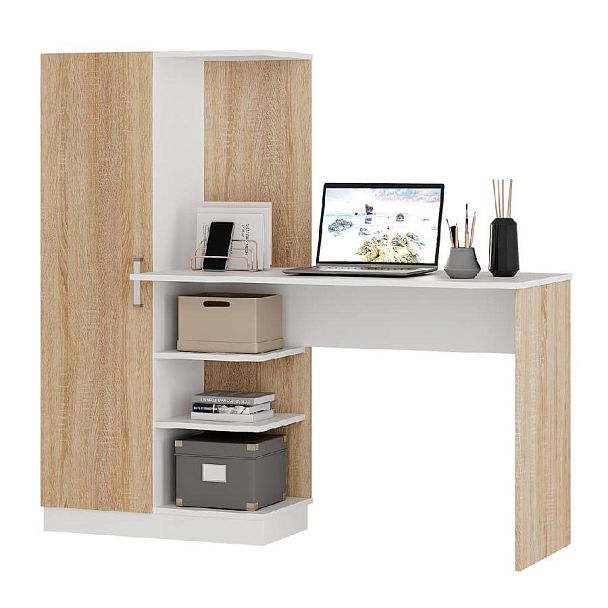 Компьютерный стол "Бейсик" дуб сонома/белый - Вид 2