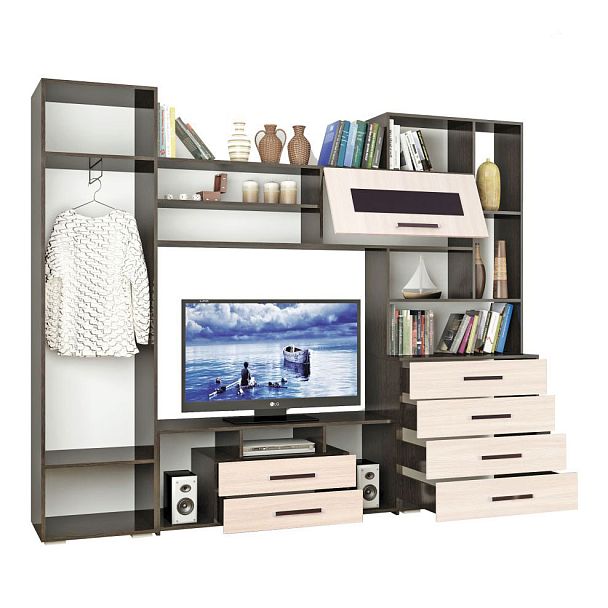 Гостиная Оскар-6 (2000х2500х450) СНЯТО С ПРО-ВА венге/дуб молочный - Вид 2