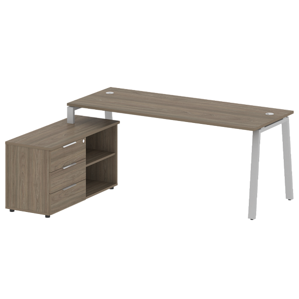 Metal System Р. ст. с тумбой на А-образном м/к БА.РС-СТС-2.5 (L) Вяз/Серый металл 1900*1520*750 - Вид 1