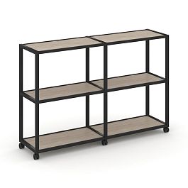 Shelf Mobile Стеллаж 3 уровня 2 секции VR.LT-STK-311.06 Дуб Аттик/Металл Черный 1170*400*1046 - Фото предпросмотра