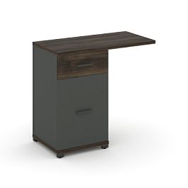 Concept Тумба приставная узкая 1 ящ.+1 распаш. фасад со свесом CN.TUS-003 W Дуб Мали/Антрацит/Металл Антрацит 836*420*750 - Фото предпросмотра