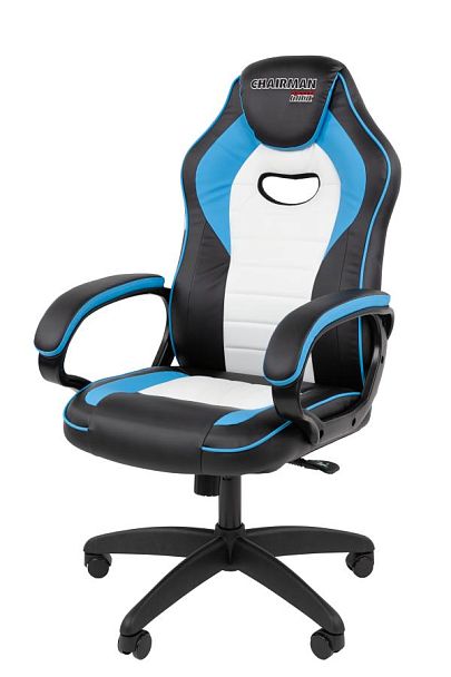 Кресло Chairman game 16 Россия экокожа черный/голубой/белый - Вид 8