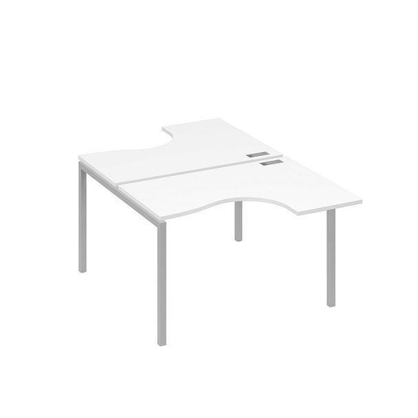 Рабочая станция столы Классика (2х120) каркас DUE A4 А4 Б2 180 БП белый премиум / металлокаркас серый - Вид 1