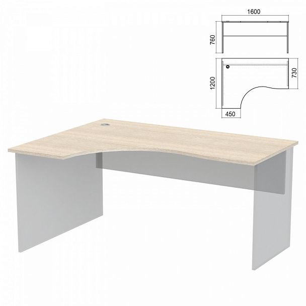 Стол эргономичный ЧАСТЬ 1 "Арго", 1600х1200х760 мм, левый, ясень шимо - Вид 1