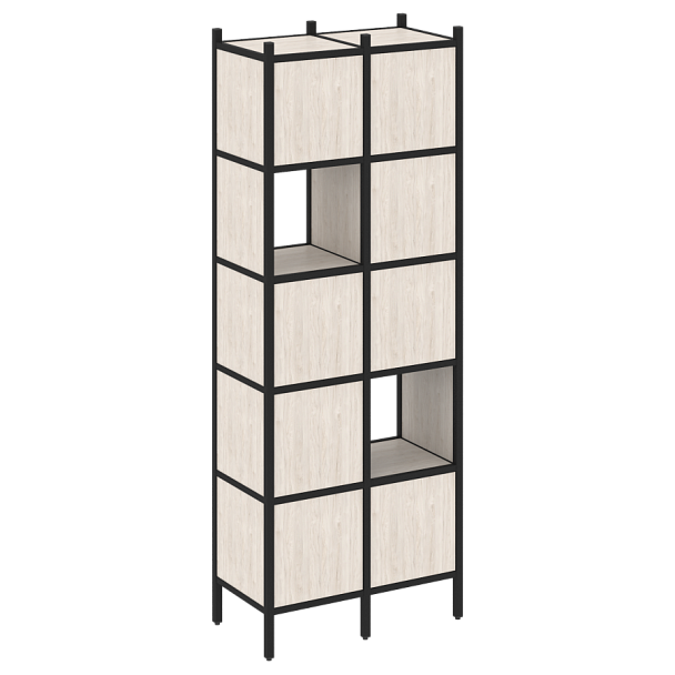 Loft Прямой стеллаж наборный VR.L-05 Денвер светлый/Чёрный металл 862*446*1869 - Вид 1