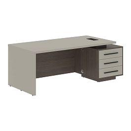 Стол руководителя с тумбой VCT 2090(R) Аметист/Черный матовый/Дуб Сильвер 2000х900х750 VELION - Фото предпросмотра