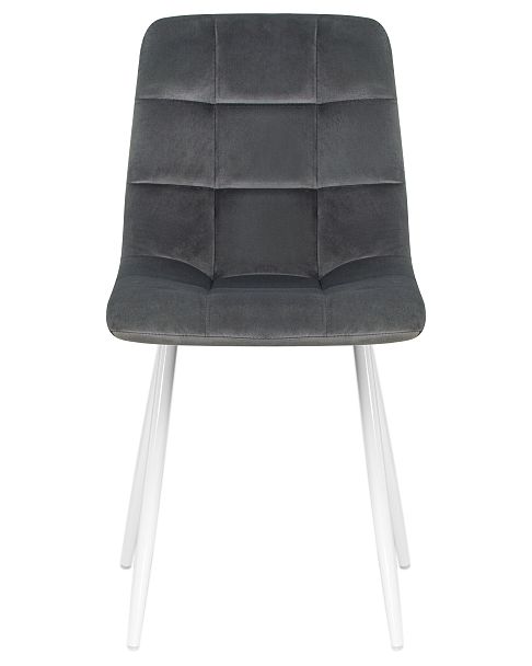 Стул обеденный DOBRIN ALEX (белые ножки, темно-серый велюр V108-91) - Вид 6