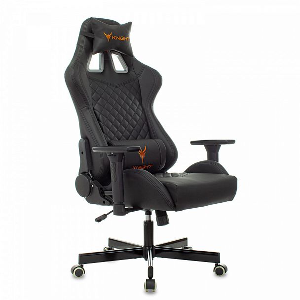 Кресло компьютерное Knight ARMOR, 2 подушки, экокожа премиум, черное, 1628888 - Вид 1