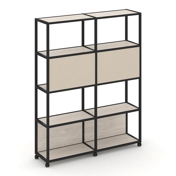 Shelf Mobile Стеллаж 5 уровней 2 секции VR.LT-STK-513.08 Денвер Светлый/Металл Черный/W-04 1570*400*2000 - Вид 1