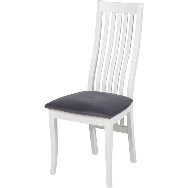 Комплект деревянных стульев с мягким сиденьем Альбен Белая эмаль/Серый велюр, 2 шт. - Вид 1