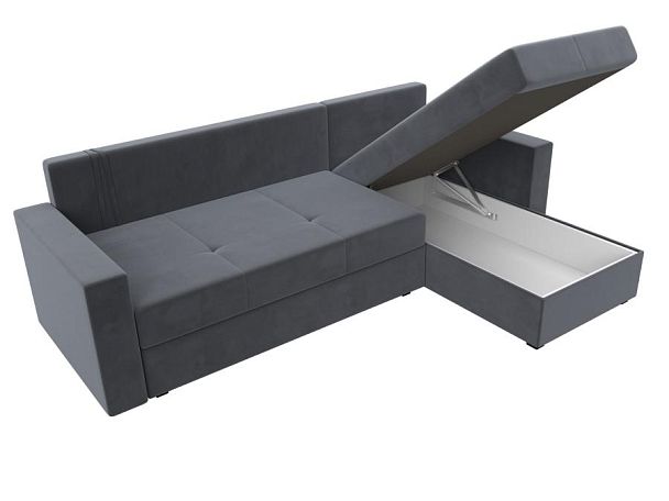 Диван угловой Верона Лайт угол правый (полностью велюр серый) - Вид 9