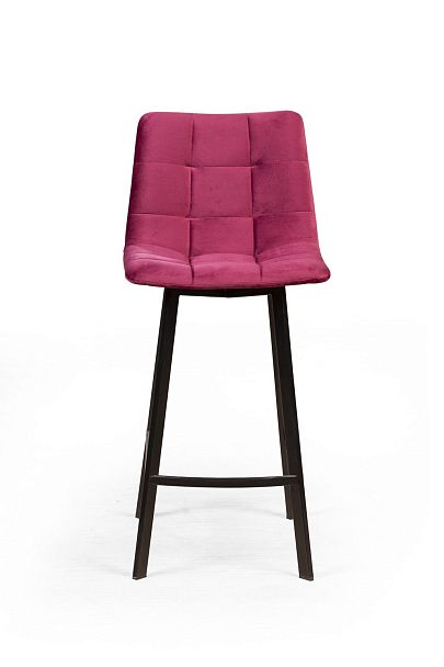 Стул барный UNO, бархат красный 16 new / чёрный профиль - Вид 2