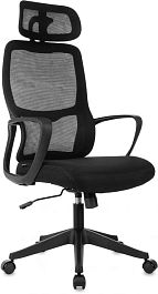 Кресло руководителя Бюрократ Wise черный сетка/ткань с подголов. крестов. пластик - Фото предпросмотра