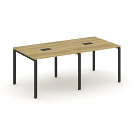 Concept Стол переговорный (2 столешницы) CN.PRG-021 Дуб Винченцо/Металл Черный 1960*980*750 - Фото предпросмотра