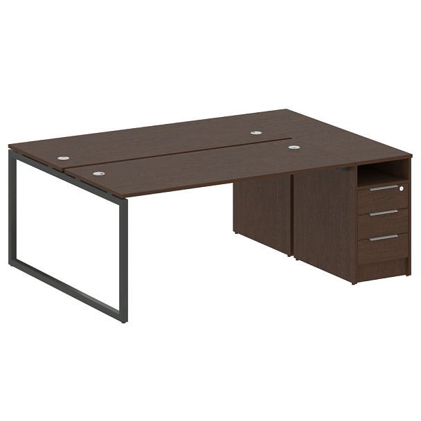 Metal System Quattro Р. ст. с тумбой на О-образном м/к 40БО.РС-СТП-2.4 Венге/Антрацит металл 2012*1475*750 - Вид 1