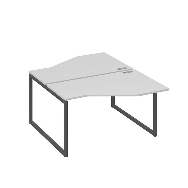 Рабочая станция со столами (2х140) Техно на каркасе QUATTRO A4 А4 Б4 187 БП серый / металлокаркас антрацит - Вид 1