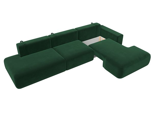 Диван угловой Лига-036 Модерн Лонг правый угол Велюр зеленый - Вид 7