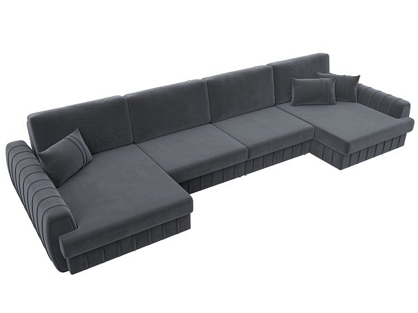 Диван П-образный Лига-057 НПБ Лонг Велюр серый - Вид 6