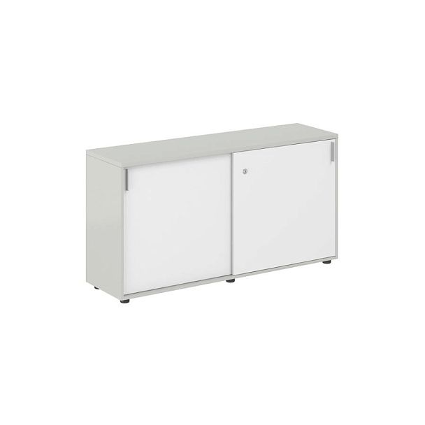 Шкаф купе 1438х400х750 низкий, с замком / корпус цвет: серый бархат, фасады: белый Сигма / Sigma - Вид 1