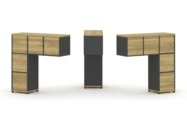 Concept Надставка низкая CN.DNN-006 Дуб Винченцо/Антрацит/Металл Антрацит 1099*365*1130 - Вид 1