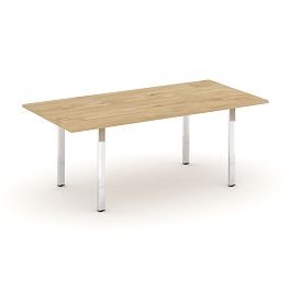 Style Project Direct Lux Стол переговорный M-SN-6P.SPRG-198.3 Тиквуд Светлый/Нержавеющая Сталь/Хром 1980*980*25 - Фото предпросмотра