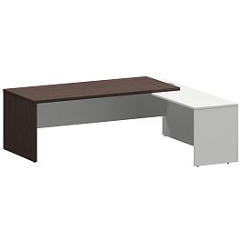 Стол руководителя правый KZP-22R Дуб венге/Белый 2200x2000x750 Кортез - Фото предпросмотра