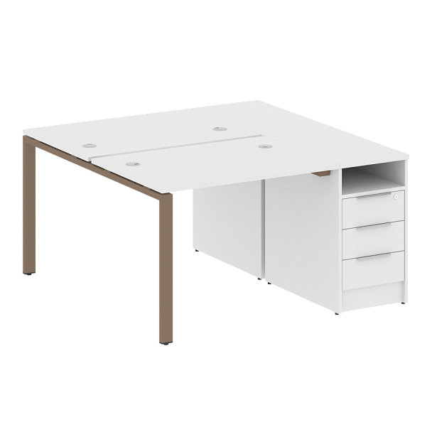 Metal System Р. ст. с тумбой на П-образном м/к БП.РС-СТП-2.1 Белый/Мокко металл 1412*1475*750 - Вид 1