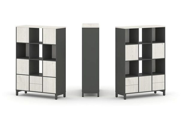 Стайл Проджект Набор стеллажа 2-х сторон., 4 яр. SN.NSD-431 Антрацит/Дуб Наварра/Металл Антрацит 112 - Вид 1