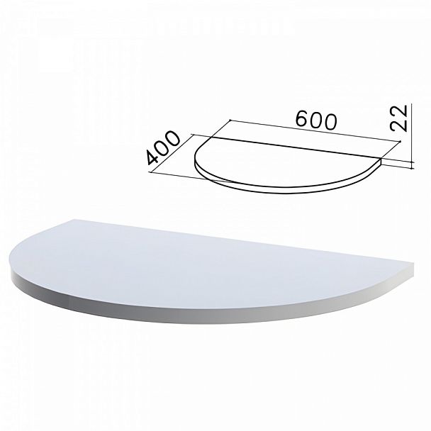 Стол приставной полукруг "Монолит", 600х400х750 мм, БЕЗ ОПОРЫ (640137), цвет серый, ПМ37.11 - Вид 1